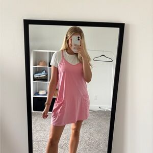 Pink Spaghetti Strap Romper Dress